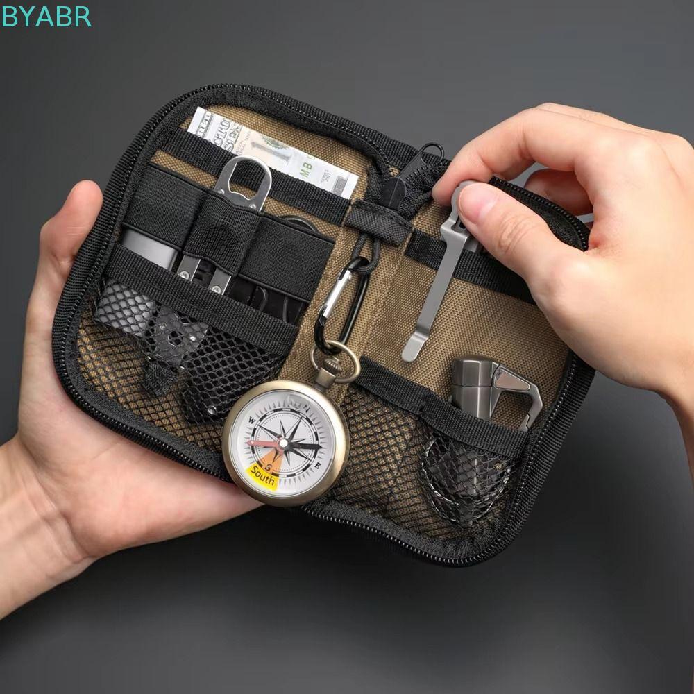BYABR EDC กระเป๋า,กระเป๋า Sundries วัสดุไนลอน EDC เครื่องมือขนาดเล็กสีดําสีมัลติฟังก์ชั่บัตรเครดิตกร