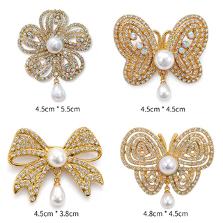 คริสตัลเพิร์ลเข็มกลัดคอลเลกชัน Rhinestone Statement Pins เครื่องประดับแฟชั่น 18 รูปแบบ