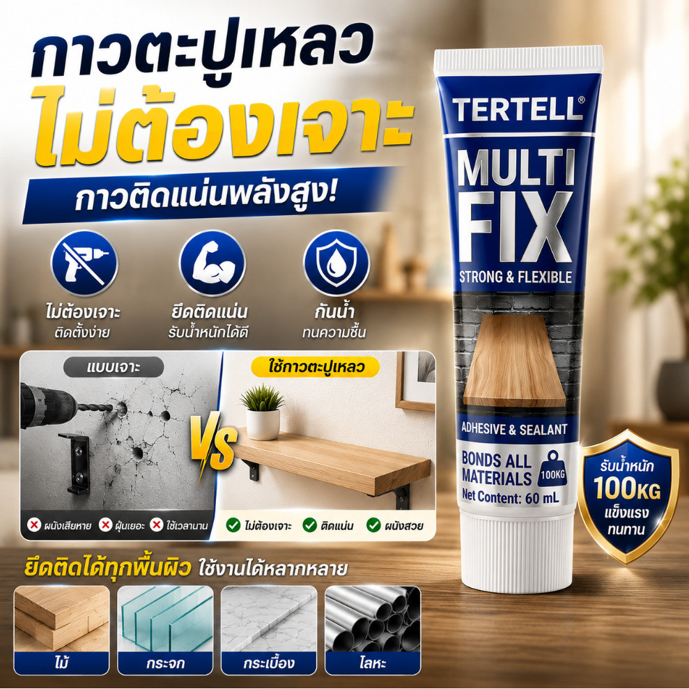 🔥Lowest price🔥กาวตะปูเหลวอเนกประสงค์ ไม่ต้องเจาะ กาวติดแน่นพลังสูง กันน้ำ ยึดติดไม้ โลหะ กระเบื้อง ผนัง ใช้งานได้ทุกพื้นผิว