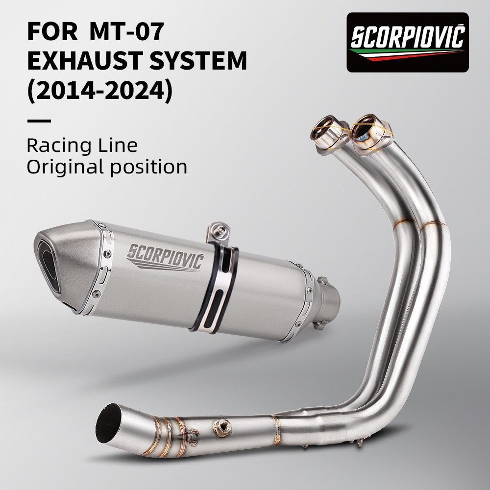 Slip On สําหรับ Mt07 Fz07 Mt Fz 07 2014-2024 Xsr700 ด้านหน้ากลาง Link ท่อรถจักรยานยนต์ท่อไอเสียเต็มร