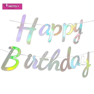 🔥ส่งด่วน🔥 ป้ายแขวน แบนเนอร์ Happy Birthday ธงราวสามเหลี่ยม ของตกแต่งปาร์ตี้ สวยงาม เรียบหรู ดูแพง