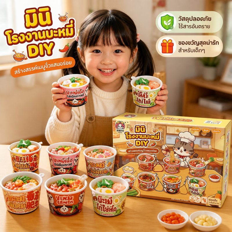 ชุดของเล่นครัวจิ๋ว DIY ทำมินิบะหมี่ + กล่องข้าว เรซิ่นหยด สำหรับเด็ก ของขวัญเสริมทักษะ