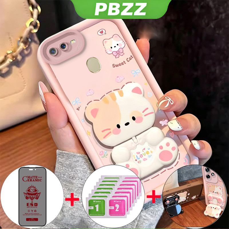 เคสสําหรับOppo a5s a12 A7 a3s a12e F9 PRO A12sเคสโทรศัพท์Softcaseซิลิโคนกันกระแทกใหม่ออกแบบความงามพร้อมผู้ถือเซรามิคความเป็นส่วนตัวกระจกนิรภัยJTFKMZJ1