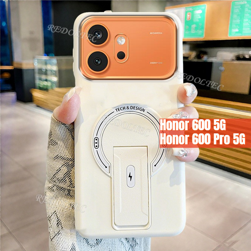 Honor 600 600Pro 5G กรณีแฟชั่นใหม่แม่เหล็กที่มองไม่เห็น Kickstand เคสโทรศัพท์ Honor 600 Pro 5G Matte Soft Cover สนับสนุนไร้สายชาร์จ Anti-Drop Anti-Fingerprint ปลอก