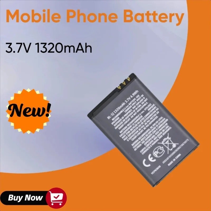 ใหม่เปลี่ยนแบตเตอรี่โทรศัพท์มือถือ 3.7V 1320mAh BL-5J สําหรับ Nokia 5800 N900 5228 5230 Nubon X6 C3 