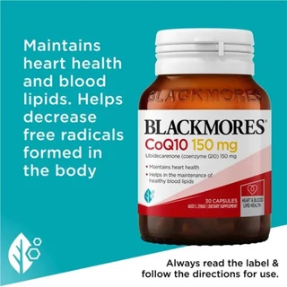 ฉลากใหม่! Blackmores CoQ10 High Potency 150mg 30 Capsules โค-เอนไซม์คิวเทน สุขภาพหัวใจ หลอดเลือด