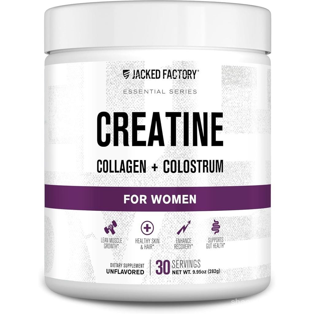 Jacked Factory Creatine สําหรับผู้หญิง Creatine Monohydrate พร้อมคอลลาเจน + Colostrum to port Workou