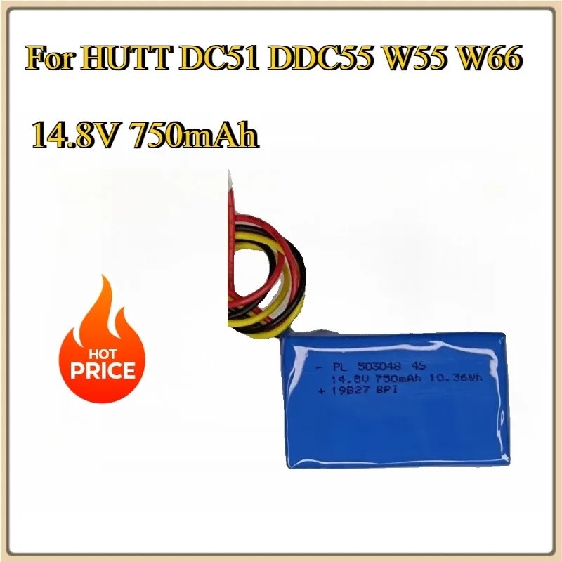 แบตเตอรี่ใหม่ 650-750mAh สําหรับ HUTT DC51 DDC55 W66 ทําความสะอาดหน้าต่างหุ่นยนต์แก้วซักผ้าเครื่องดู