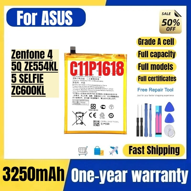 C11P1618 สําหรับ ASUS Zenfone 4/5Q ZE554KL/5 SELFIE/ZC600KL แบตเตอรี่โทรศัพท์มือถือคุณภาพสูงเปลี่ยน 