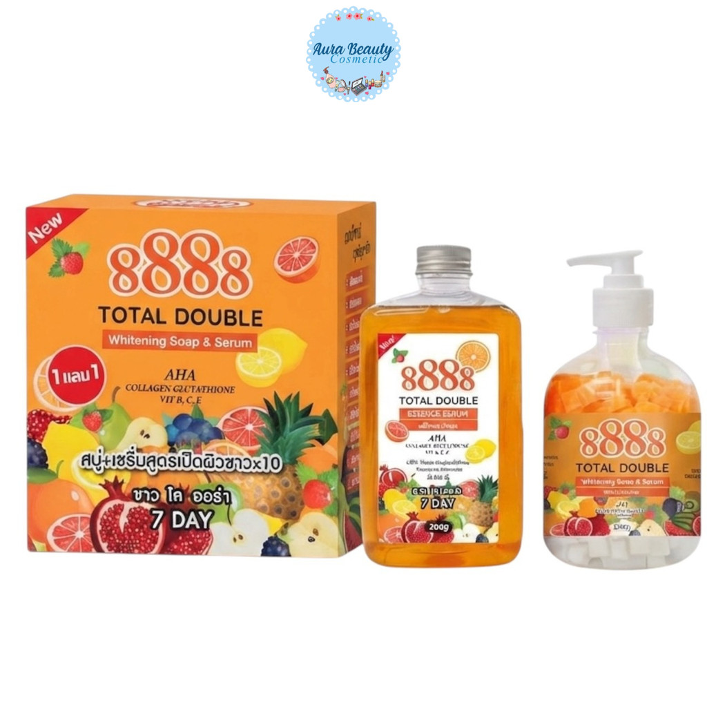 สบู่ + เซรั่ม สูตรเปิดผิวขาวx10 8888 Total Double Whitenig Soap & Serum