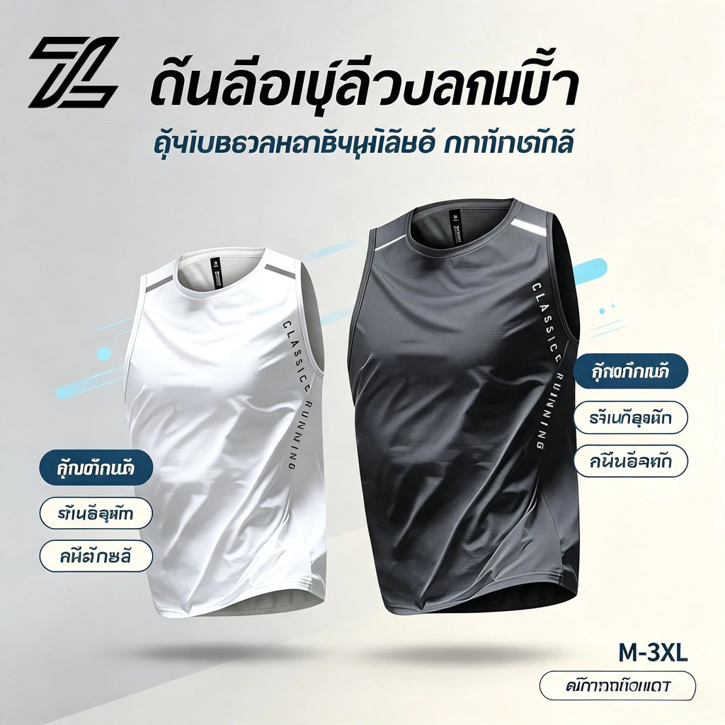 ZENOX ผ้าไหมน้ําแข็งตาข่ายแขนกุดสําหรับผู้ชายเสื้อกล้ามกีฬาระบายอากาศแห้งเร็ววิ่งออกกําลังกายเสื้อกั๊กสีดําสีขาว