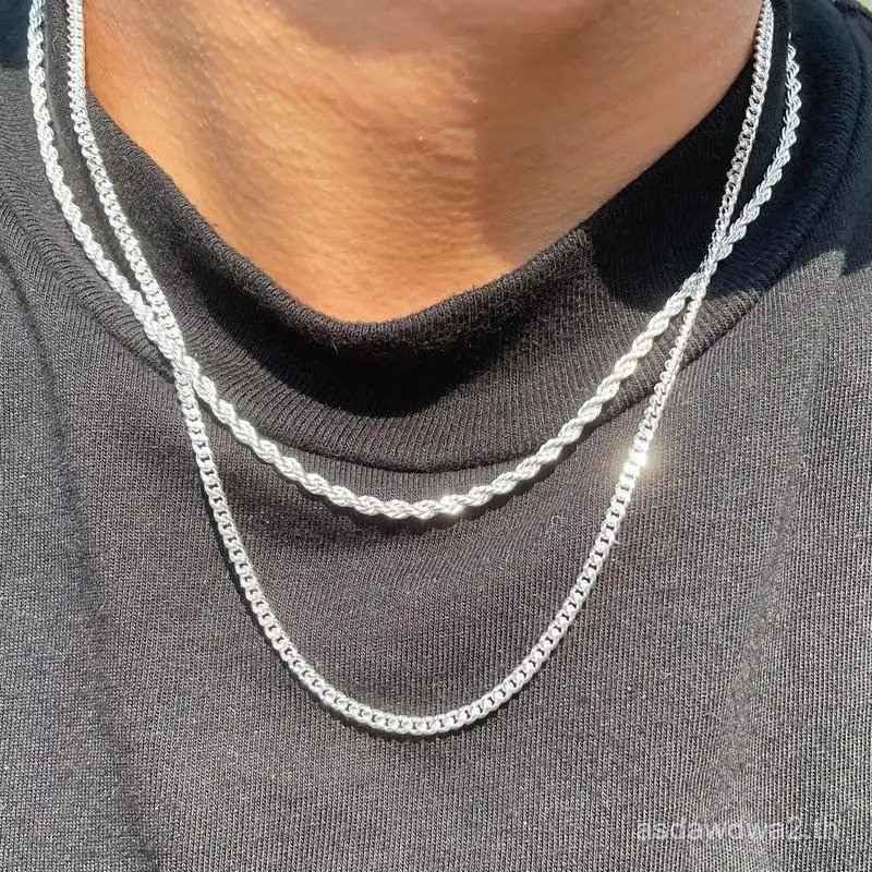 TewikySilverสร้อยคอforMan,Dainty14kSaliverChainChokerสร้อยคอLayeredStackSimpleNonTarnish,TrendyJewel