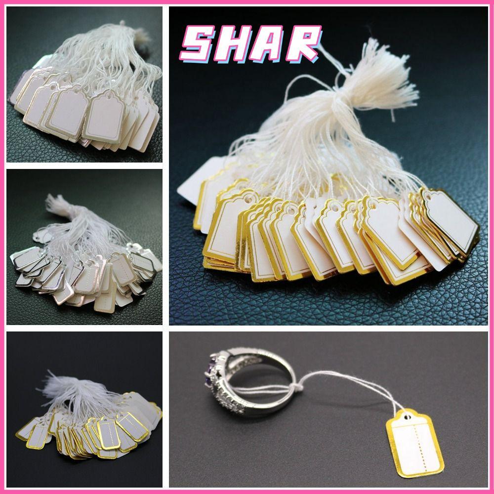 SHAR 100 ชิ้นป้ายราคาเครื่องประดับอุปกรณ์เสริมทอง/เงินขอบการ์ดกระดาษเครื่องมือแสดง