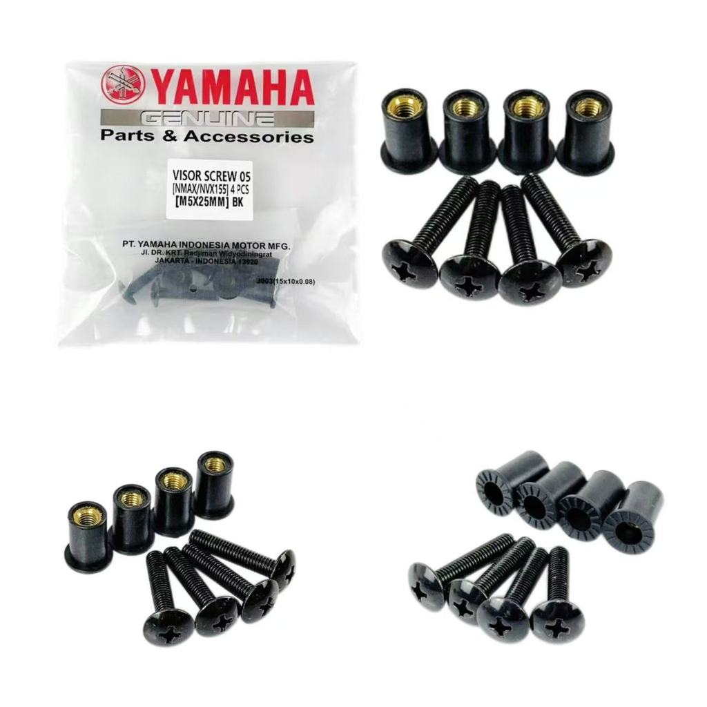 1SET-4PCS VISOR SCREW PANJAANG M5 x25MM พร้อมบูชสําหรับ BRACKET WINDSHIELD NVX NMAX XMAX ADV SKRU NU