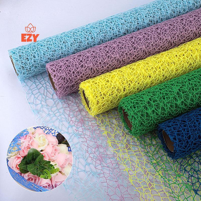 EZY 50 ซม.* 4.5 ม./ม้วนดอกไม้ห่อตาข่ายกระดาษไม่สม่ําเสมอ Hollow สุทธิ Wrapper ช่อดอกไม้กระดาษดอกไม้สด Paaging แผ่น Florist Wrap อุปกรณ์ใหม่