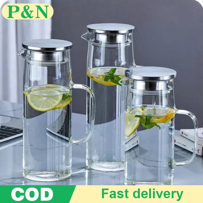 [P&N] เหยือกแก้ว Borosilicate สูงทนความร้อน 1L/1.2L/1.5L ดีไซน์มินิมอลพร้อมตัวกรองสําหรับบ้าน Cold Brew ชาเย็น [cod]