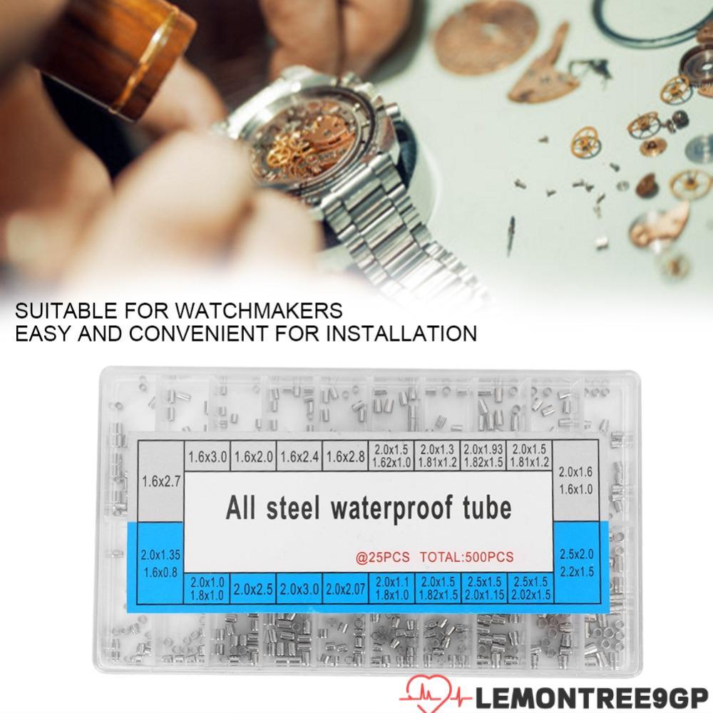 LEMONTREE9GP Watch Crown Sleeve, Metal Silver Watch Stem Tube Set, 20-Grid-boxed 12*6.9cm 20 Grid Bo