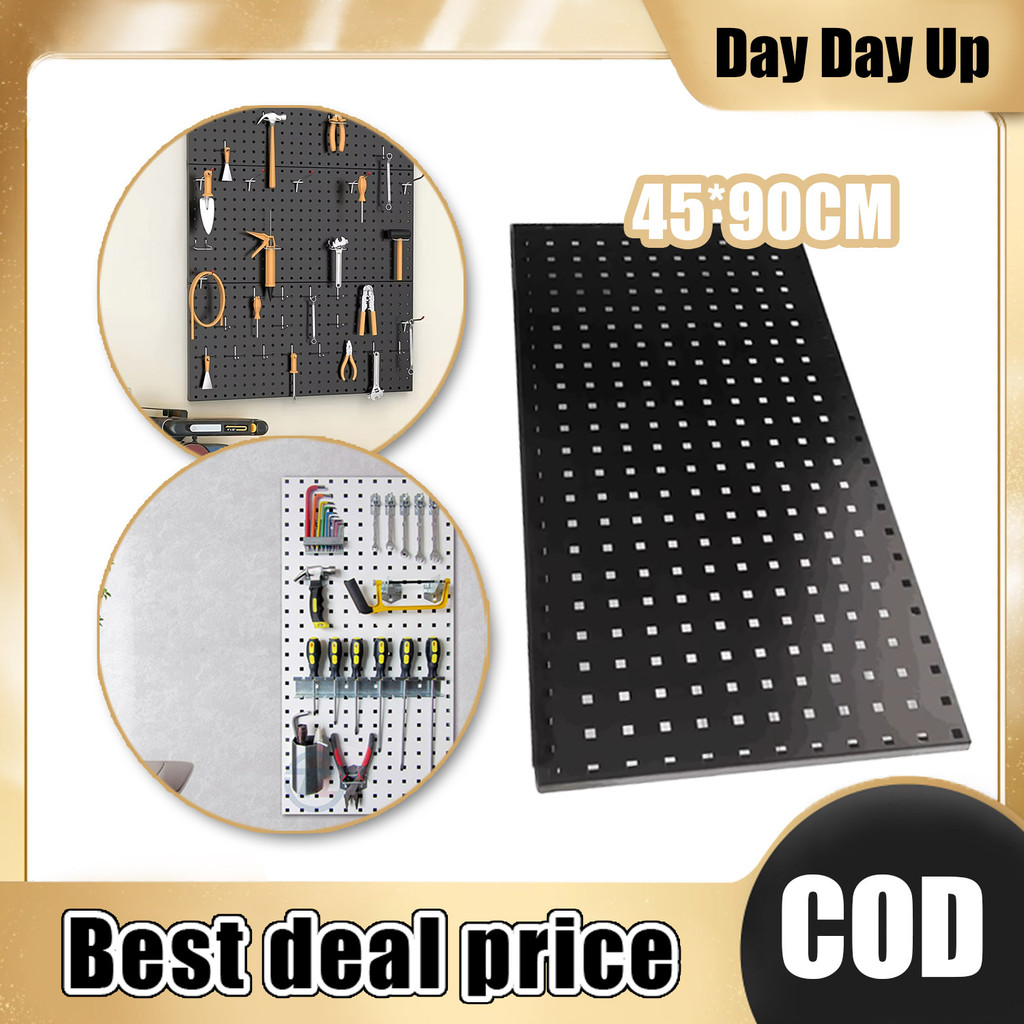 ติดผนังโลหะ Pegboard 90*45 ซม.อัตโนมัติรายละเอียด Hook Rack/Hole แผ่นเครื่องมือฮาร์ดแวร์ Organiser/G
