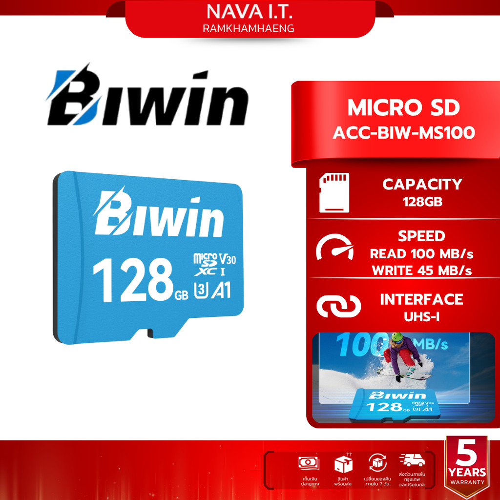 BIWIN MICRO SD (ไมโครเอสดีการ์ด) MS100 128GB  (ACC-BIW-MS100128GB)