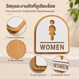 ป้ายห้องน้ำ💦 อะคริลิค TOILET WOMEN MAN🚻 สติกเกอร์ป้ายสุขา หญิง/ชาย พร้อมเทปกาวสองหน้า ติดตั้งง่าย