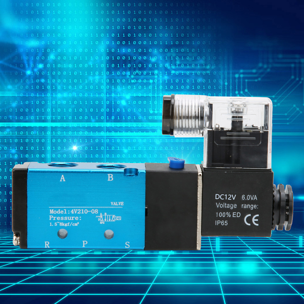 Ffggg 4V210‐08 2 ตําแหน่ง 5 ทิศทางโซลินอยด์วาล์ว PT1/4in Filtrated Air DC3W AC 6VA การบริโภค