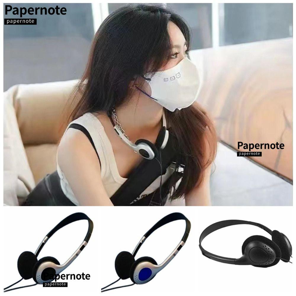 ชุดหูฟัง PAPERNOTE, หูฟังโลหะแบบยืดหดได้, Y2k Vintage Universal ABS Head Mounted หูฟัง CD Player