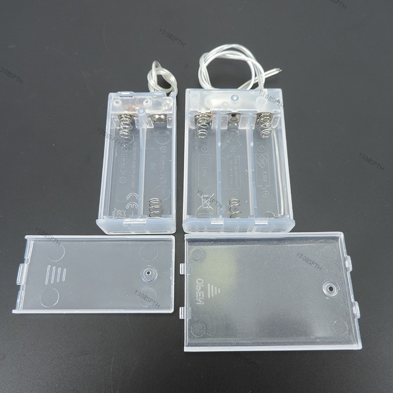 3slot AA Battery Holder Box Case with Switch 2slot AA 4.5V Battery Holder Box Case with Lead Transpa