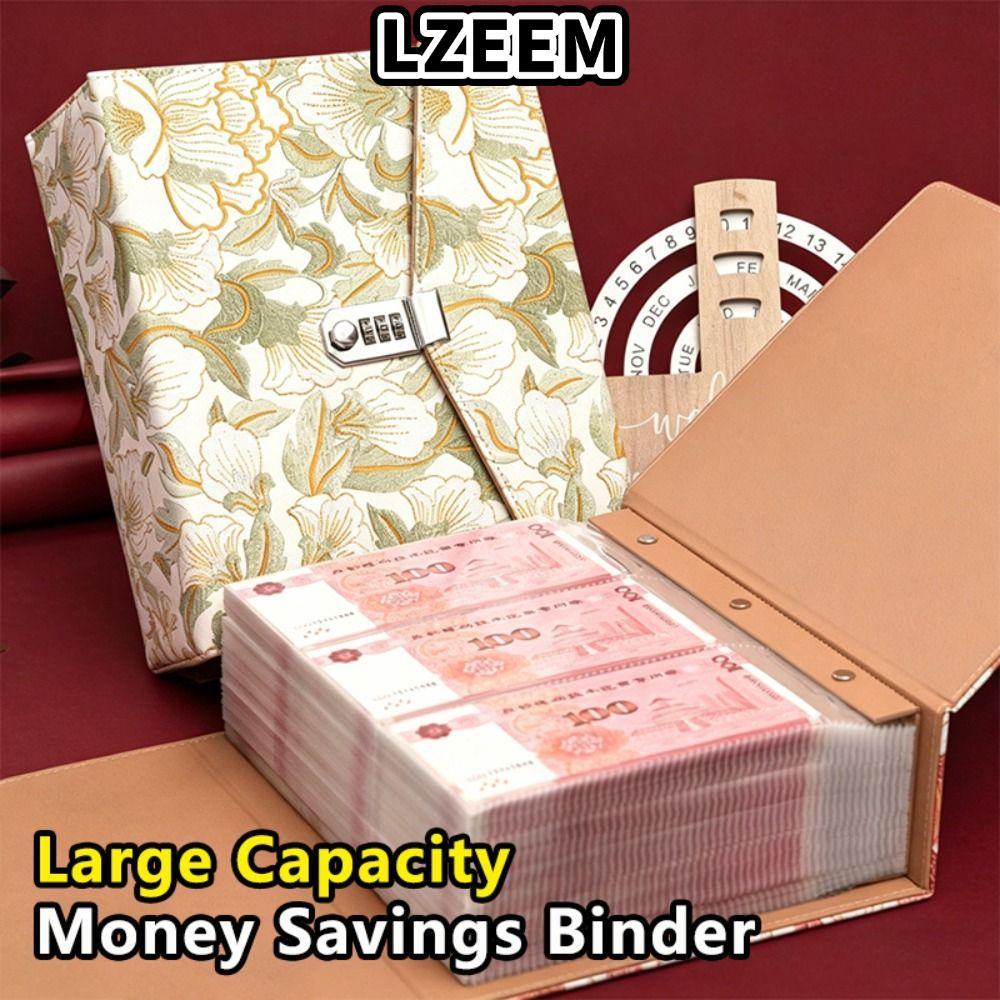 LZEEM เครื่องเข้าเล่มเงิน, รูปแบบดอกโบตั๋นแบบ Gilt พร้อมล็อคเครื่องเข้าเล่มออมทรัพย์, หนัง PU คุณภาพ