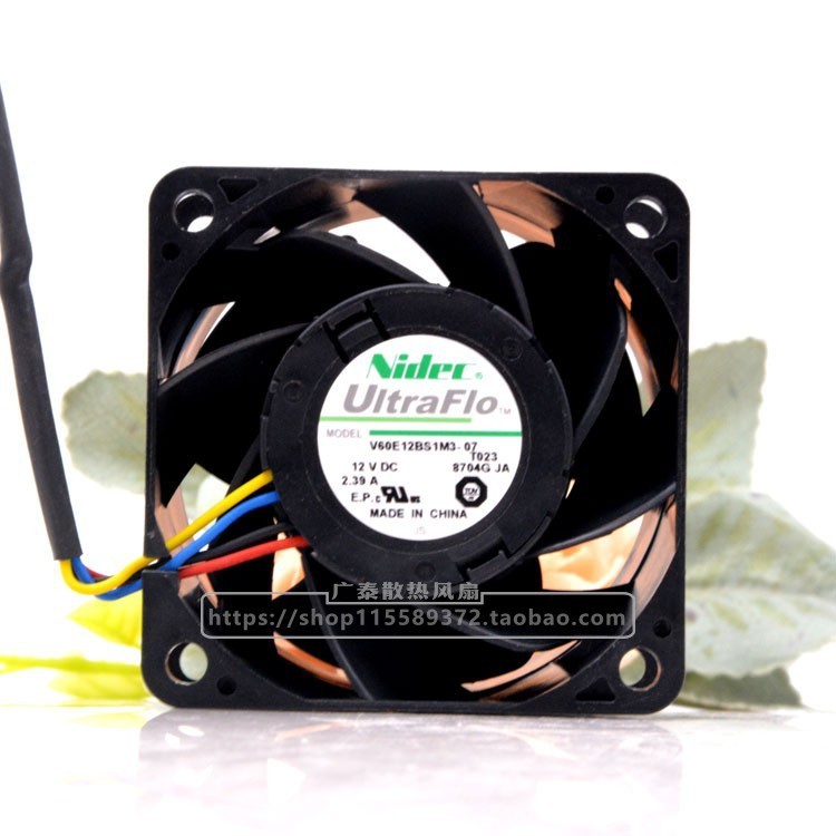 Nidec V60E12BS1M3-07 12V 2.39 6038 4 สายควบคุมอุณหภูมิพัดลมรุนแรง 6 ซม.