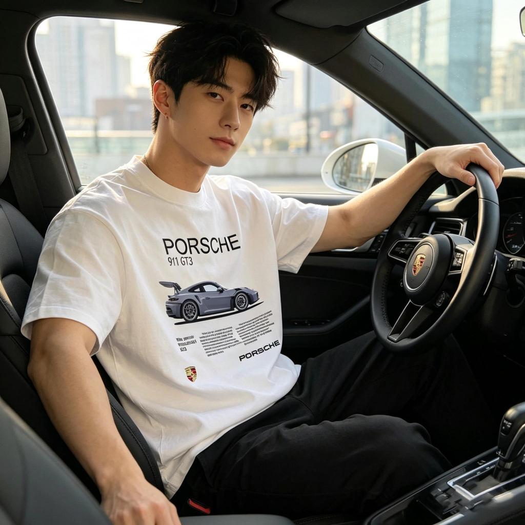 เสื้อยืดแขนสั้นหลวมพิมพ์ลายโอเวอร์ไซส์สไตล์อเมริกันสำหรับผู้ชายและผู้หญิง