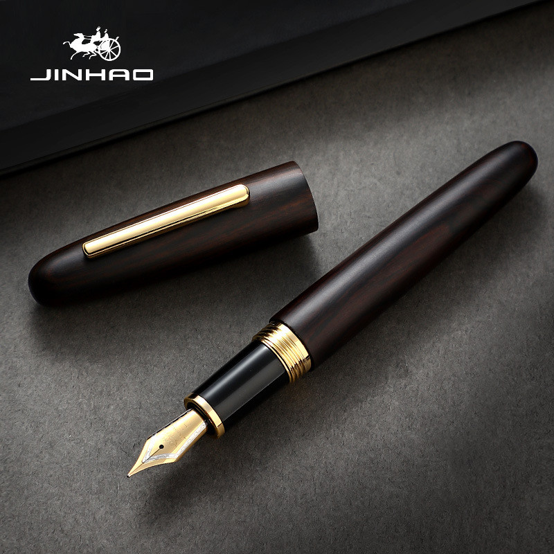 8.3-Jinhao 9056 Fountain ปากกาไม้ Rod ไม้ Log ปากกา Ebony การประดิษฐ์ตัวอักษรผู้ใหญ่สํานักงาน Iridiu