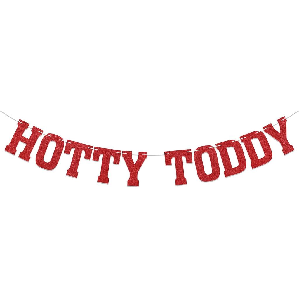 Hotty Toddy Banner - สีแดงกลิตเตอร์ Hotty Toddy ตกแต่งสําหรับประตูท้ายโกรฟและงานปาร์ตี้รับปริญญา