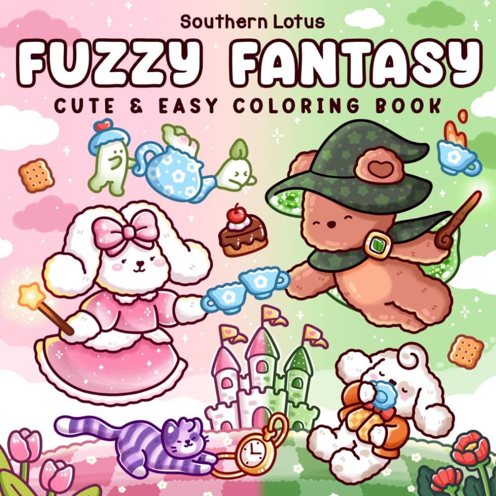 Fuzzy Fantasy: สมุดระบายสีสําหรับผู้ใหญ่และวัยรุ่นสัตว์น่ารักน่ารักในฉาก Magical และ Dreamy เพื่อบรร