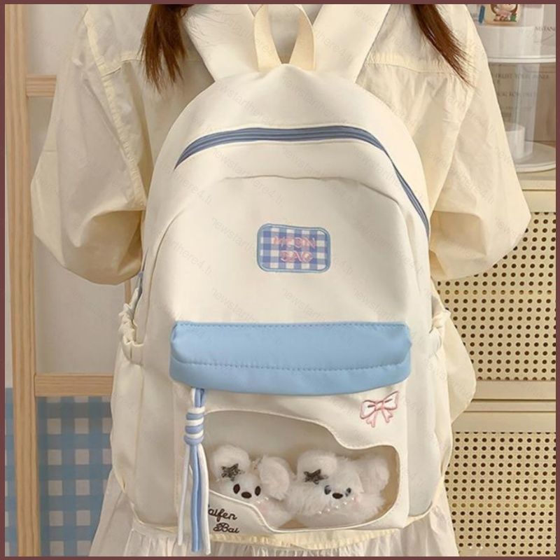 NS4 Fresh Color blocked Vitality Backpack Family Style Holiday Travel กระเป๋านักเรียนขนาดเล็กและขนาด
