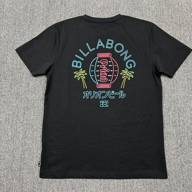 Billabong Orion Okinawa Beer Joint Neon โคมไฟคุณภาพสูงพิมพ์ผ้าฝ้าย 100% แขนสั้นกีฬา 200GSM Unisex Surfing Tee สําหรับชาย XS-3XL พร้อมสต็อก