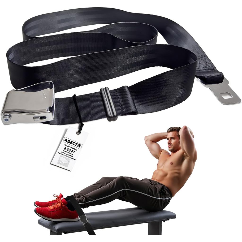 Nordic Hamstring Curl Strap, 6.5FT GYM Seatbelt และสายรัดออกกําลังกายสําหรับ Hamstring Stretch Strap