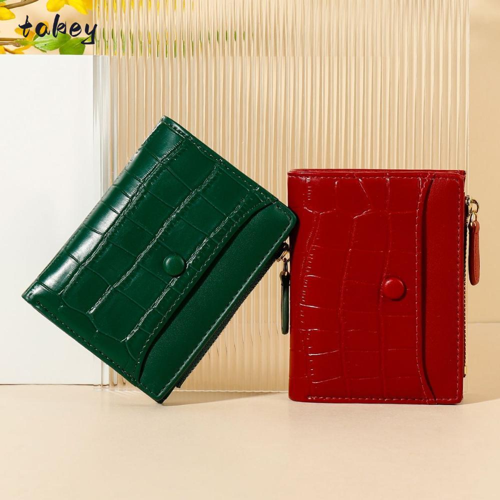 WITAK Purse Mini Fashion Multi-card PU Leather Buckle Stone Pattern Card Holder