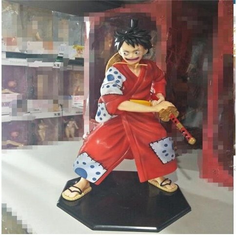 Premium-One Piece Luffy Wano Country SamuraiกิโมโนLuffyชุดสีแดงอะนิเมะAction Figureสะสม