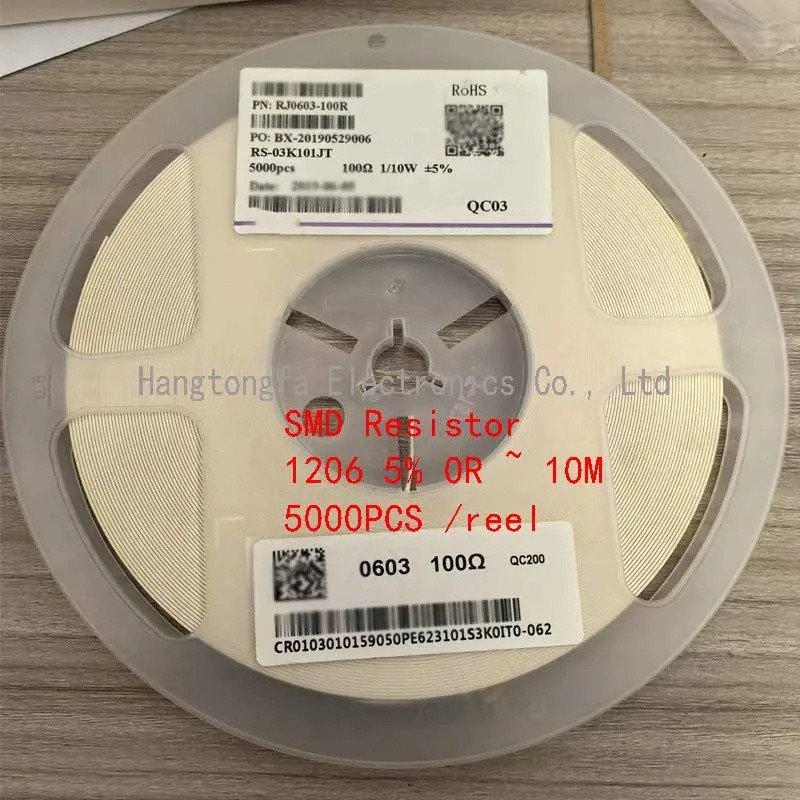 5000pcs 1206 5% SMD ตัวต้านทาน 0R ~ 10M 1/4W 0 1 10 100 150 220 330 470 โอห์ม 1K 2K 2.2K 4.7K 10K 10