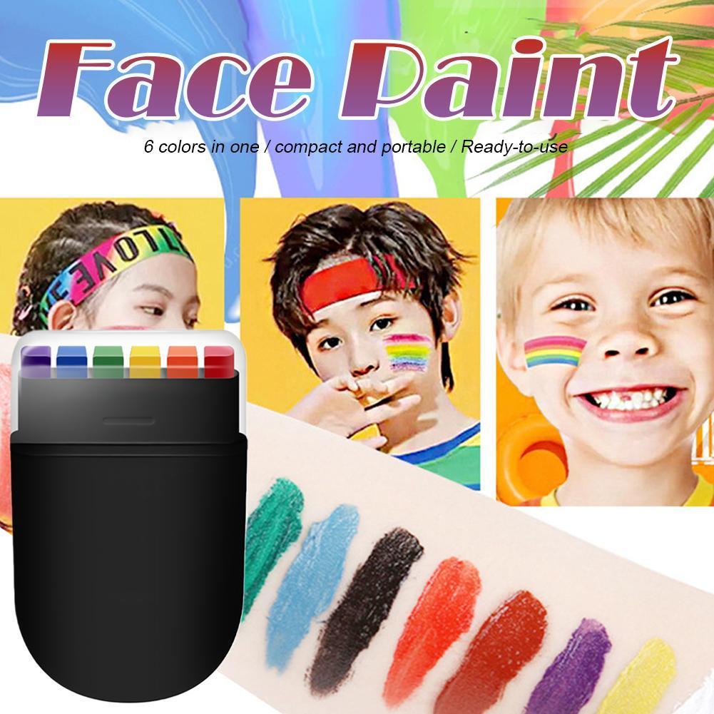 Sug Rainbow Face Paint Stick Washable คอสเพลย์และถ้วยสี 6 แต่งหน้า World F2i0