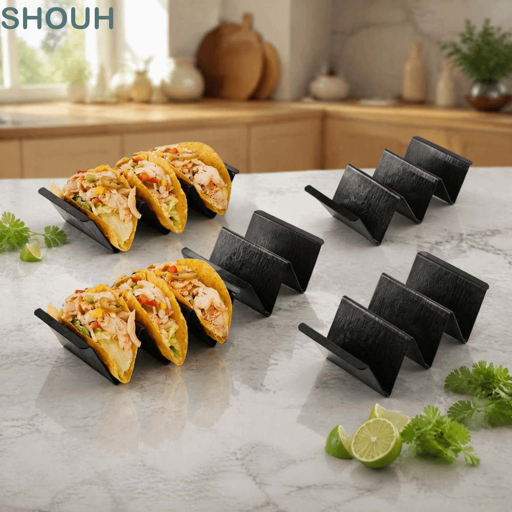 SHOUH 7 ชิ้น Taco Stand Rack, Reusable Stackable Taco Holder Stand, พลาสติกเกรดอาหารเครื่องล้างจานปล
