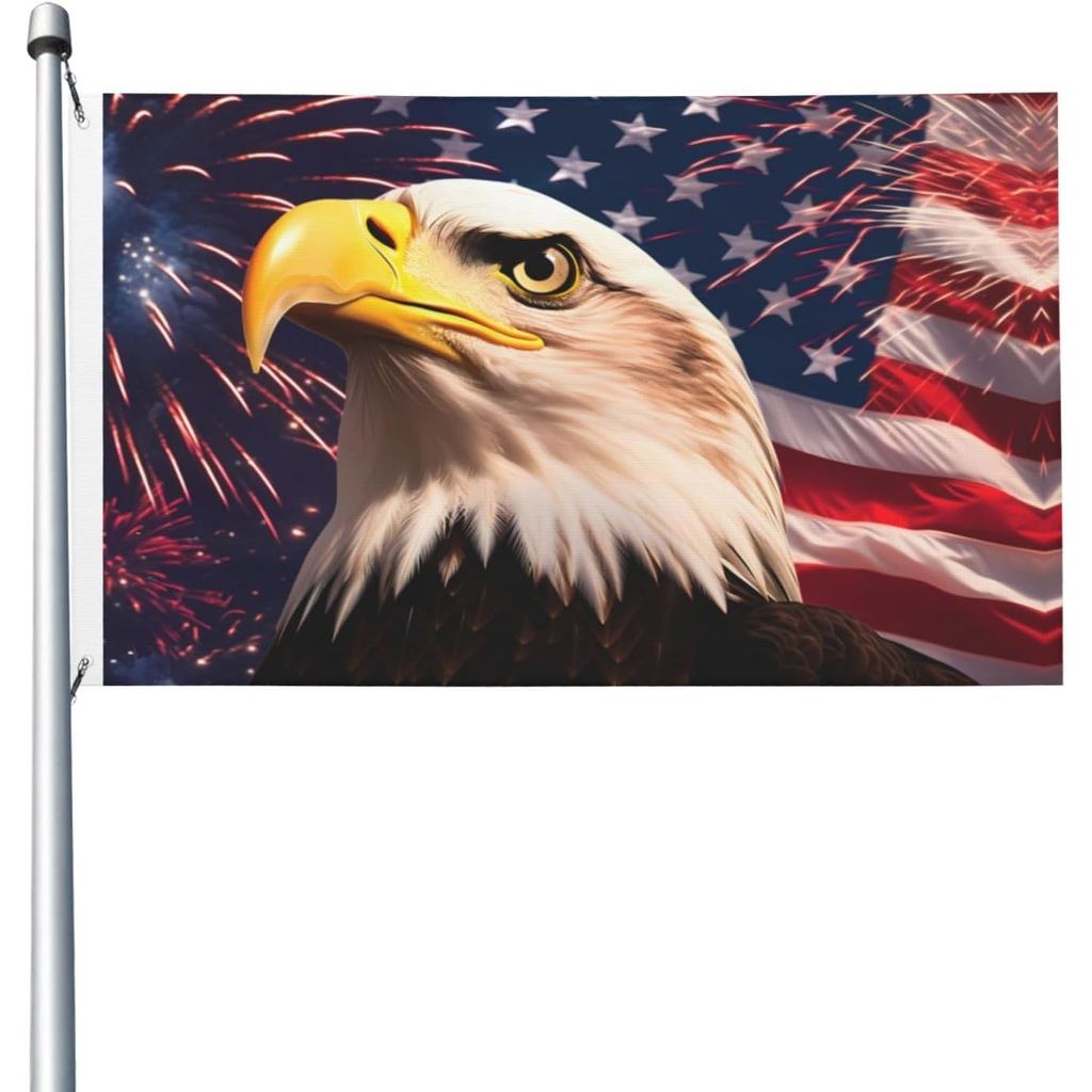 American Eagle US Flag 3x5 Flag Bald Eagles,American Double Sided Flag All Weather Banner ทองเหลือง 