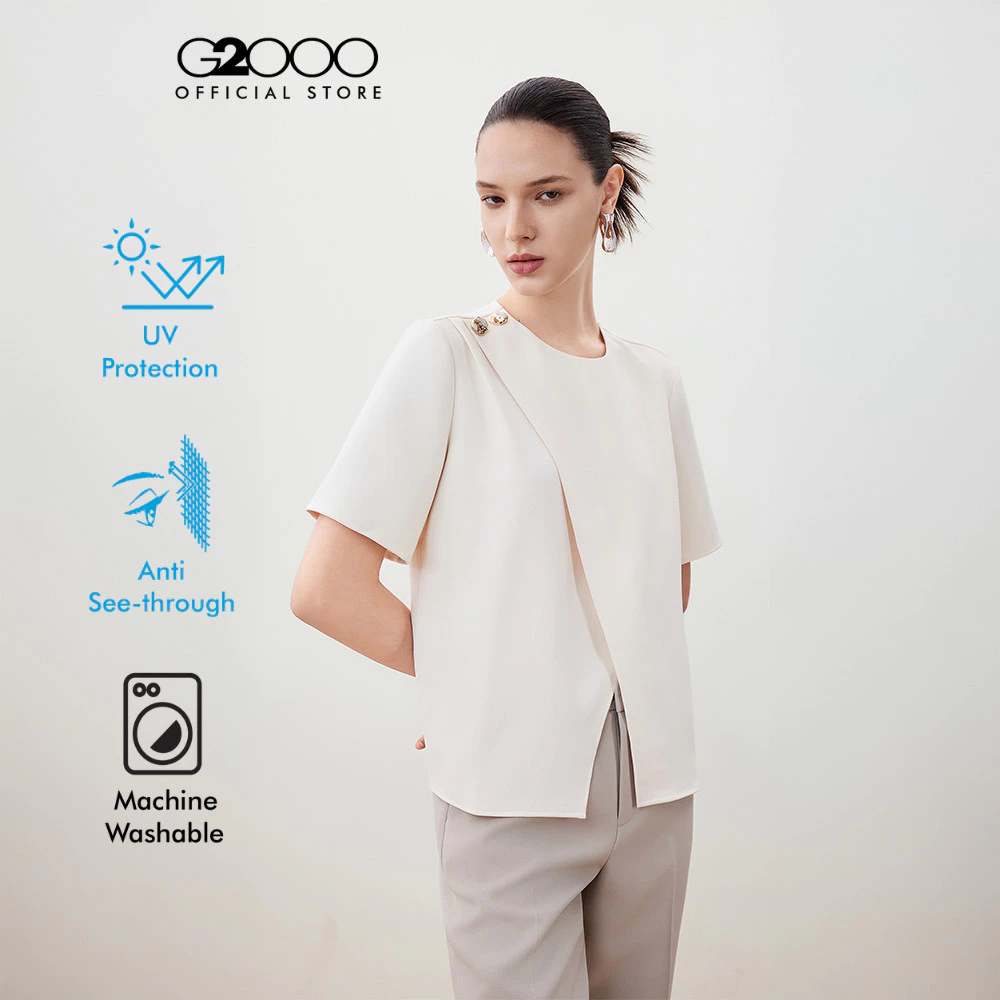 G2000 เสื้อเบลาส์แขนสั้นสำหรับผู้หญิง Regular Fit รุ่น 5624142110 BEIGE