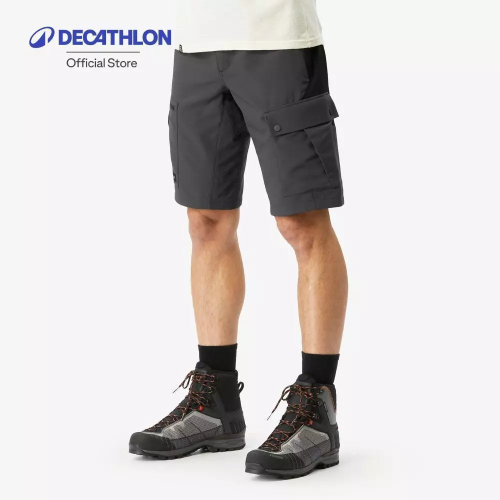 Decathlon Men'S Robust Trekking Shorts - Mt500 กางเกงขาสั้นที่ทนทานเพื่อการเดินป่าสำหรับผู้ชายรุ่น Mt500 - Dark Grey