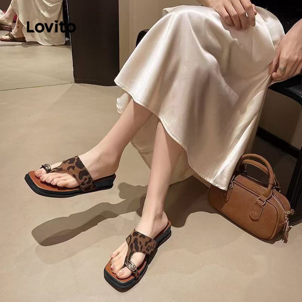 Lovito صندل مسطّح بألوان متباينة — أبيض — صورة 4