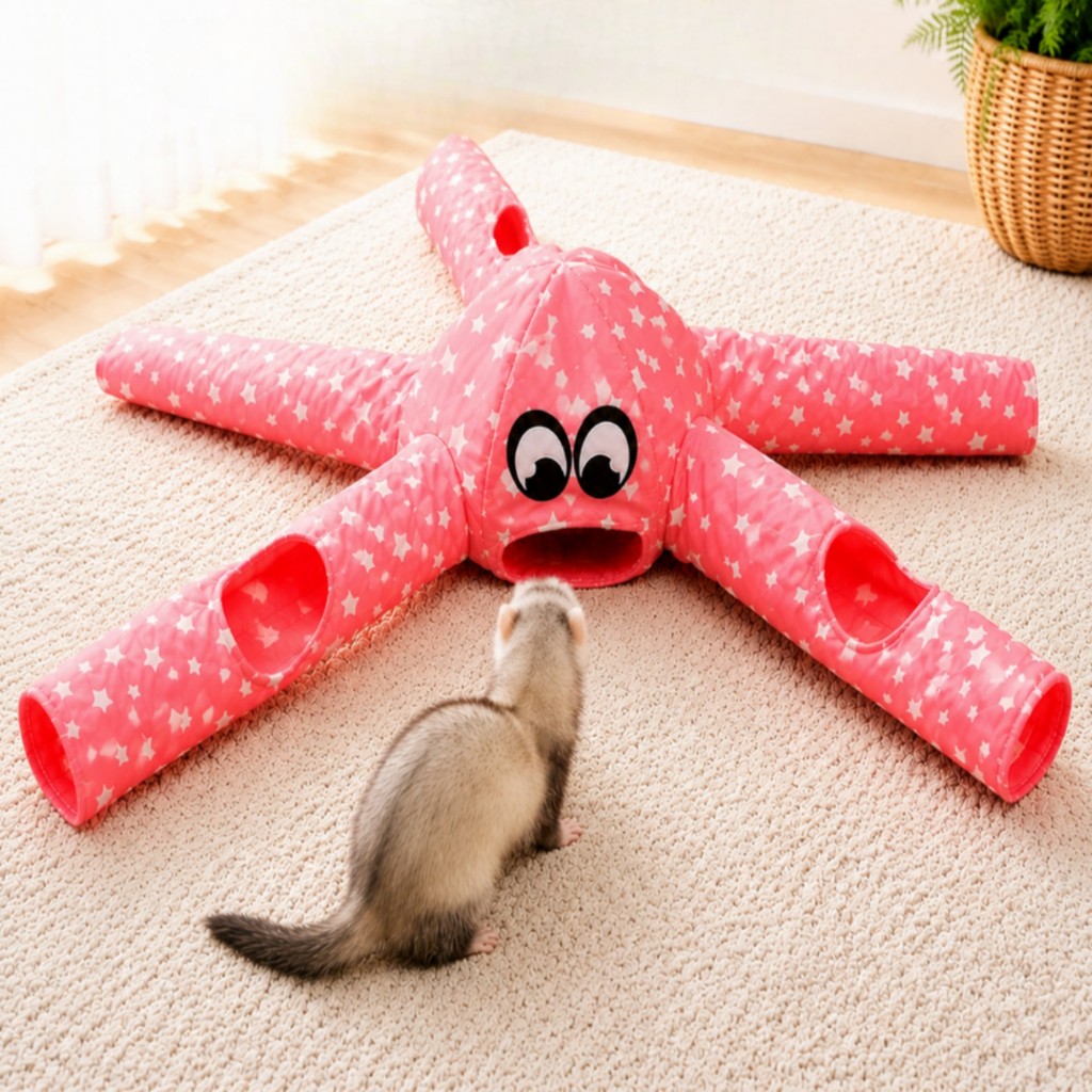 Octopus Ferret Nest Cozy Octopus อุโมงค์ของเล่น Ferret Hideout พร้อมอุโมงค์อุโมงค์สบายเตียงกว้างสําห