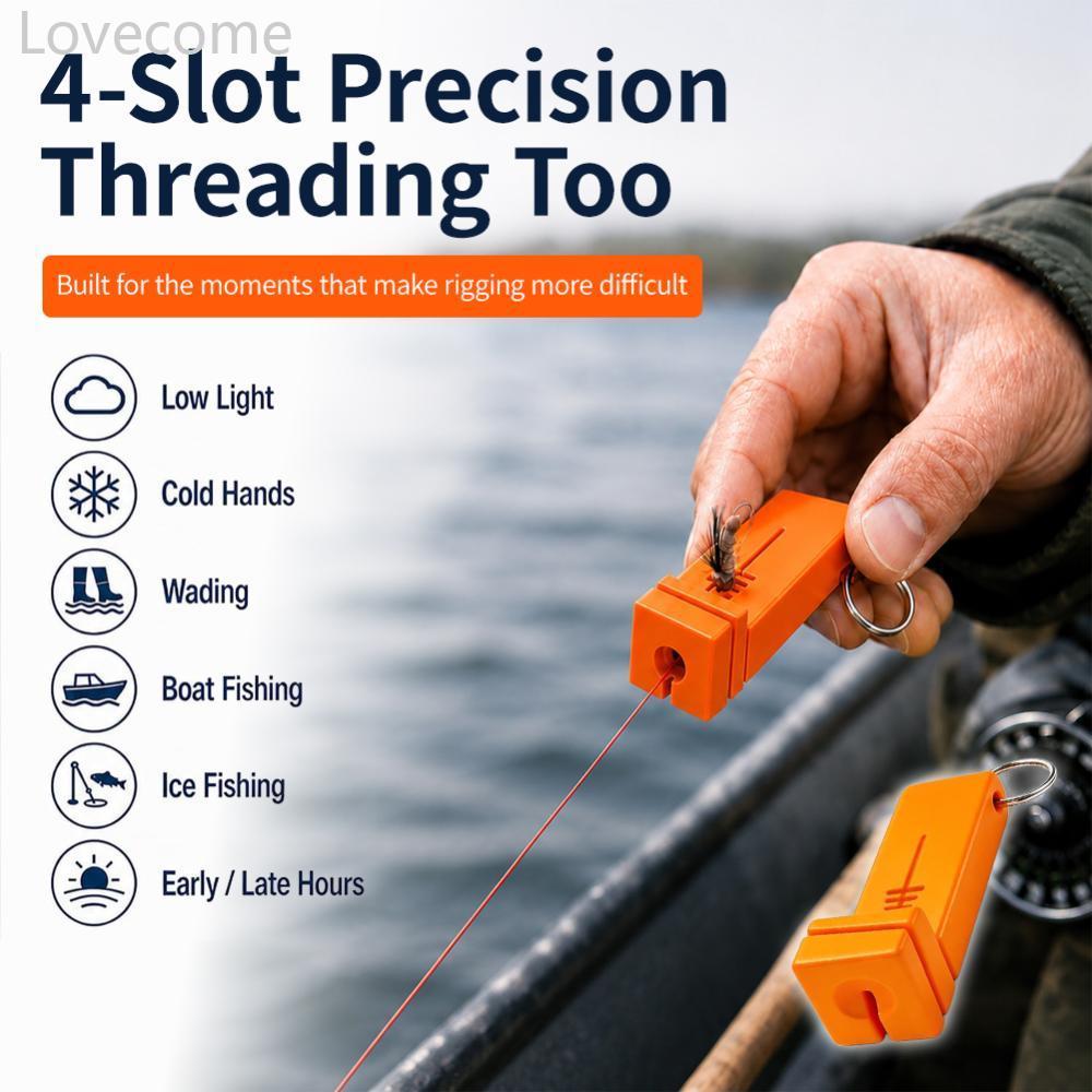 Lovecome Magnetic Fly Hook Threader 4-Slot Precision Threading Tool Outdoor Ice Fishing Hook Tying อ