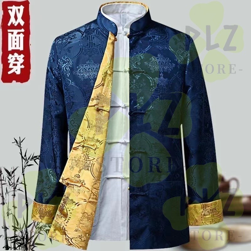 T ชุดผู้ชายแขนยาว Han ชุด/Tang Top/Tang Plus ขนาด/Tang Boy สไตล์เสื้อสูทผู้ชาย/เสื้อผ้าเสื้อผ้าใหม่