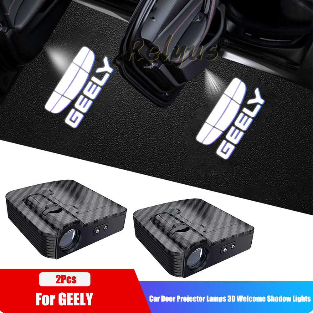 LED รถประตูโปรเจคเตอร์โคมไฟยินดีต้อนรับสําหรับ Geely Tugella Azkarra Coolray GX3 LC Panda EX2 EX5 EM