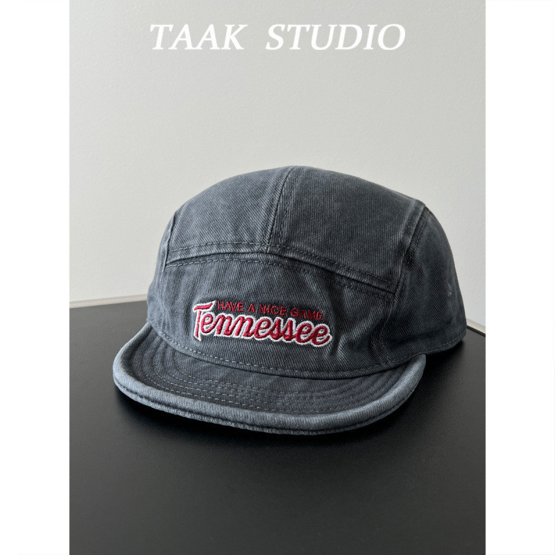 Street Wear Ami Khaki Retro Short-Brimed Cap Washed Soft Top เบสบอลหมวกโดยรวมหมวกชาย